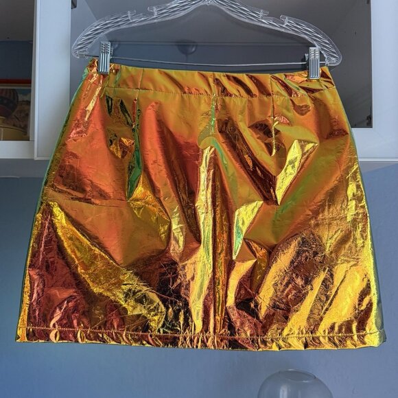 Jaded London Copper Holographic Cropped Jacket & Mini Skirt Set Sz L - Picture 6 of 11
